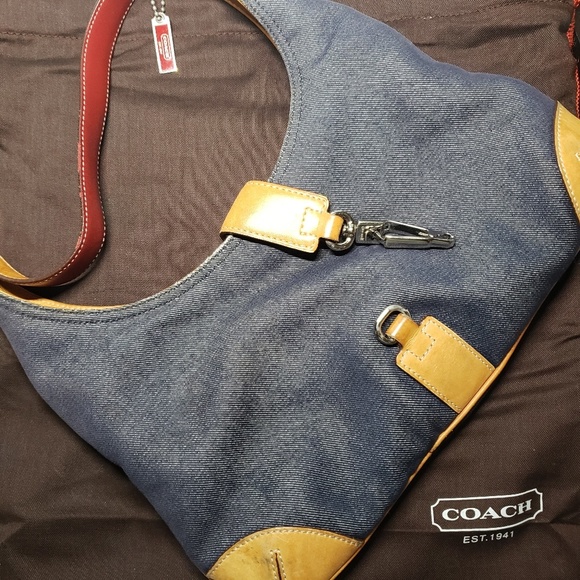 Coach Handbags - Vintage COACH Hobo Denim & Leather Shoulder Bag
